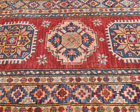 13 Feet Red Kazak Afghan Hand Knotted Wool Runner Rug